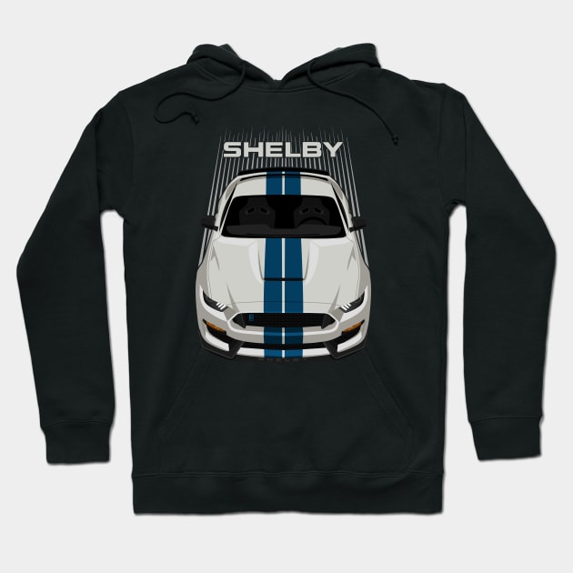 Ford Mustang Shelby GT350 2015 - 2020 - Heritage Edition - Wimbledon White - Guardsman Blue Stripe Hoodie by V8social